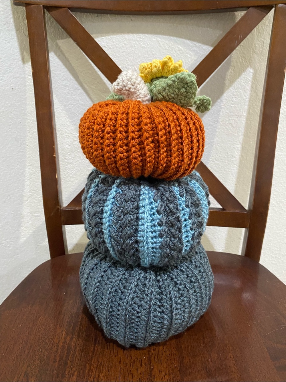 Handmade Fall Crochet Pumpkin Stack - Picture 4 of 4
